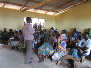Talking to parents at the Brenu PTA meeting