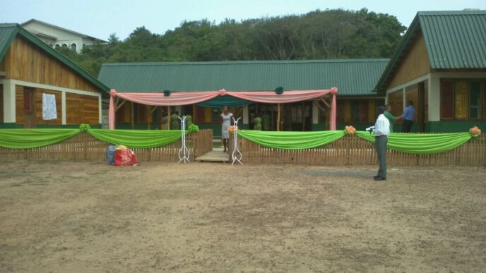 School decorated ready for the ceremony
