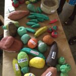 Amazing papier mache fruit and vegetables to put in the market centre