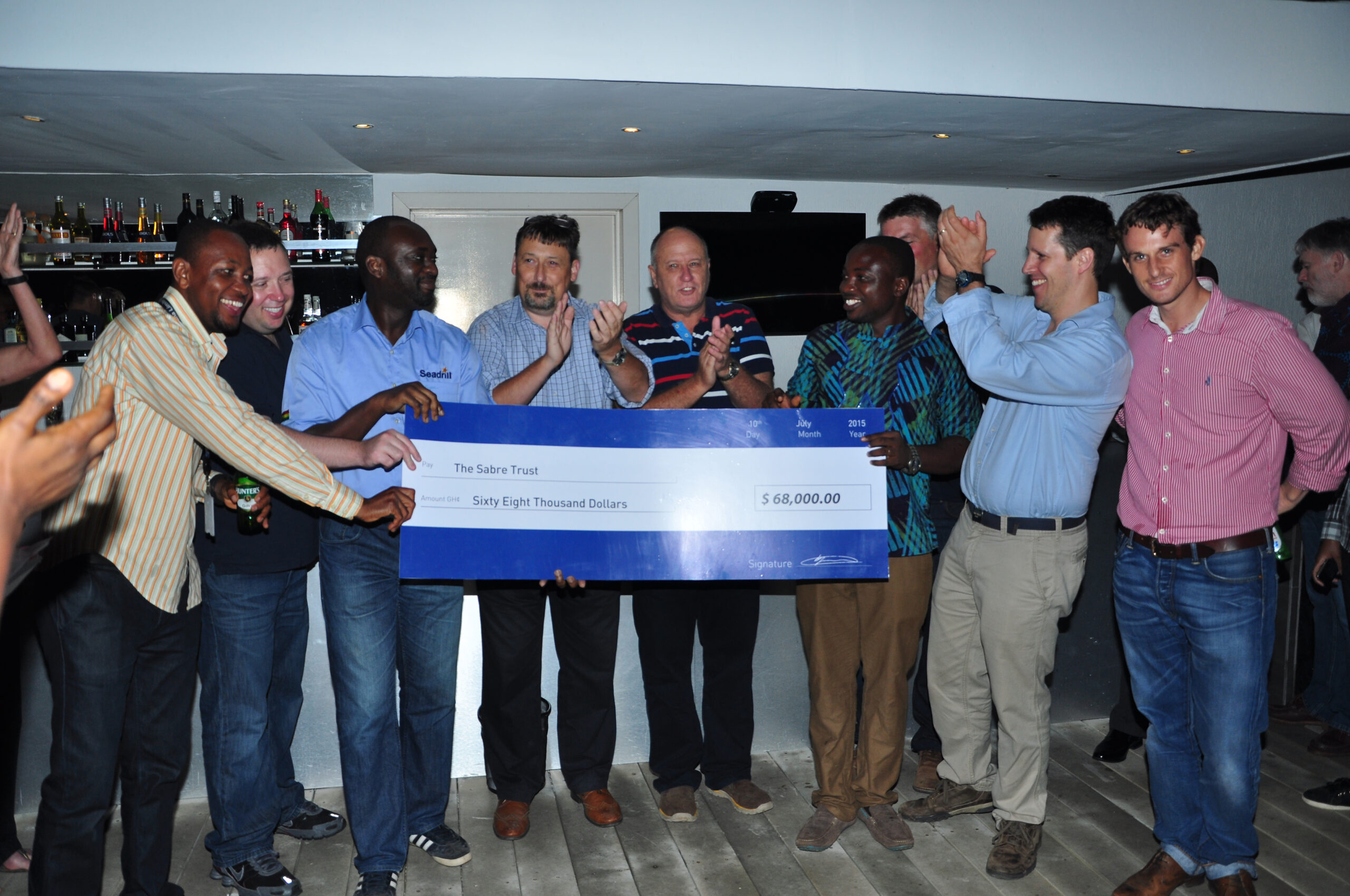 cheque being handed over