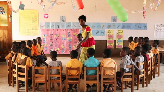 image: teacher in KG classroom