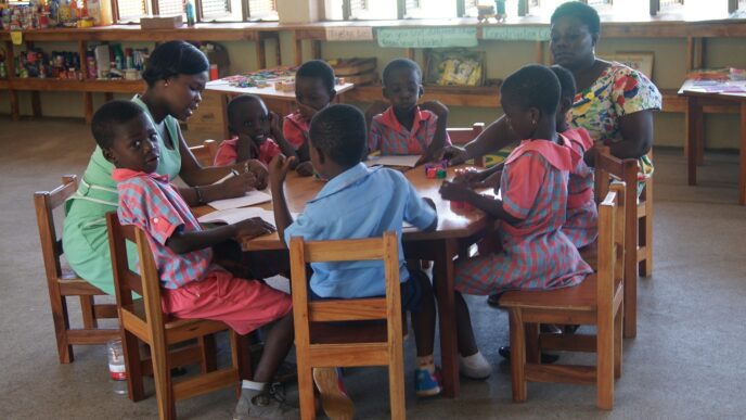 children in OLA kindergarten classroom