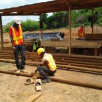 Pathway concrete being poured
