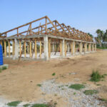 image: roof trusses erected