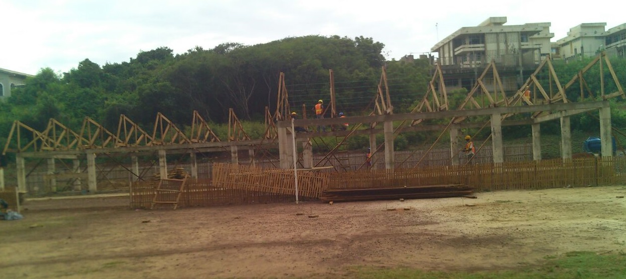 Roof trusses erected on two classrooms