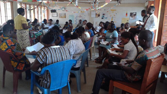 Teachers take part in a group task