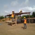 roofing being added to shed frame