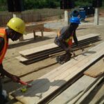 carpenters making beam formwork