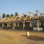 image: block wall and roof trusses