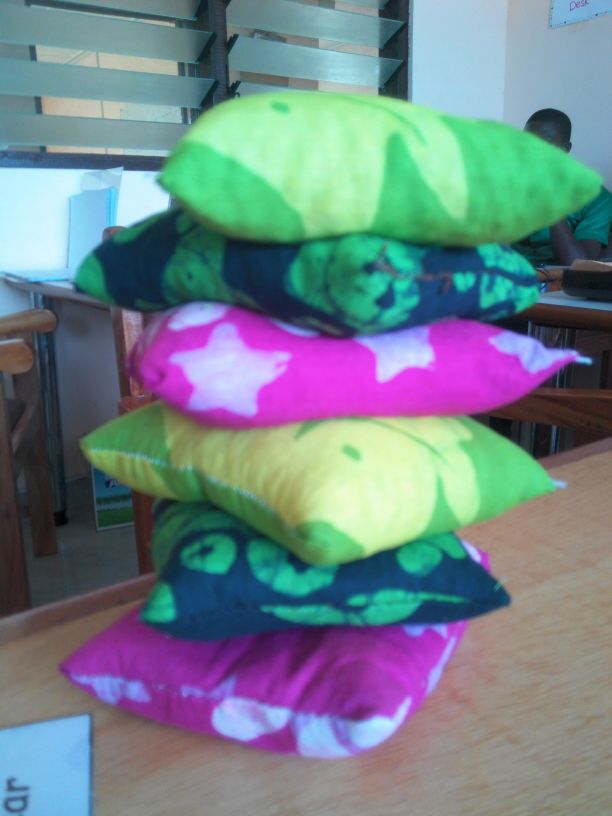 Making bean bags with local fabric