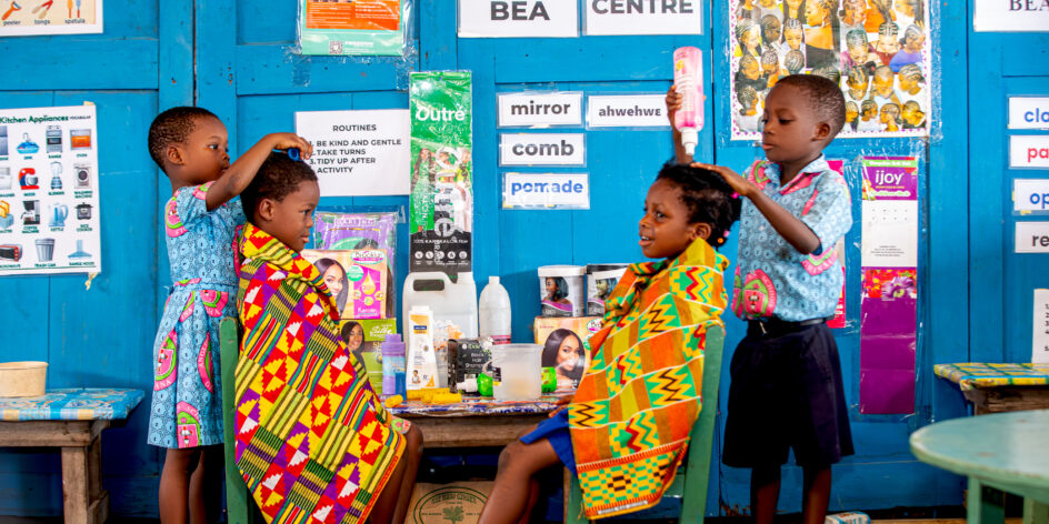 Children playing hairdressers